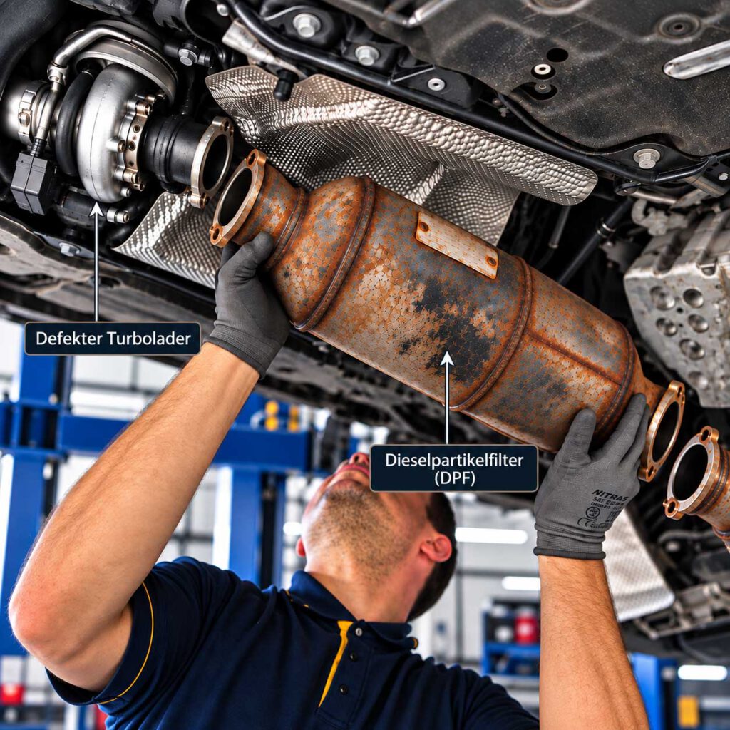 Defekter Turbolader und Dieselpartikelfilter – DPF nach Turboladerschaden prüfen und reinigen